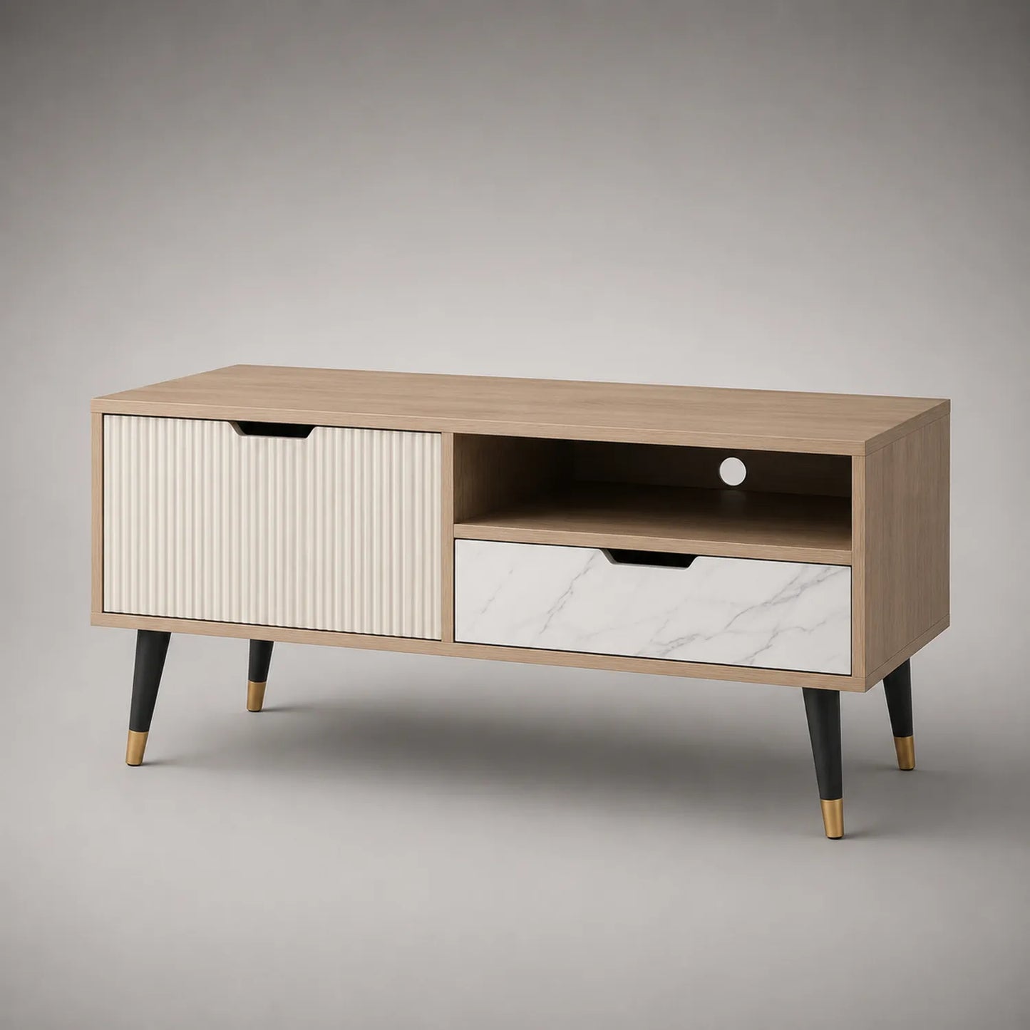 TV-Schrank aus MDF und Metall mit Marmorfolie 120cm