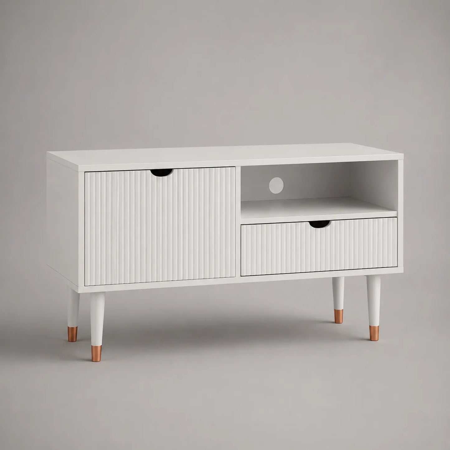TV-Möbel weiß MDF 2 Türen 1 Schublade 1 Fach 120x40x50cm