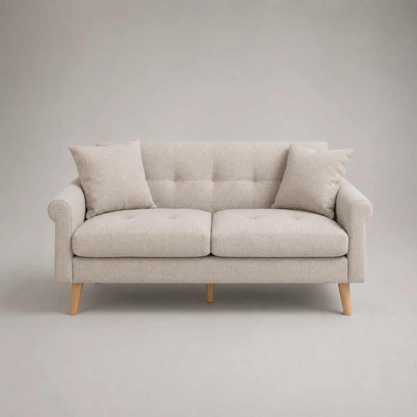 Zweisitzer Sofa Leinen Beige Holzbeine