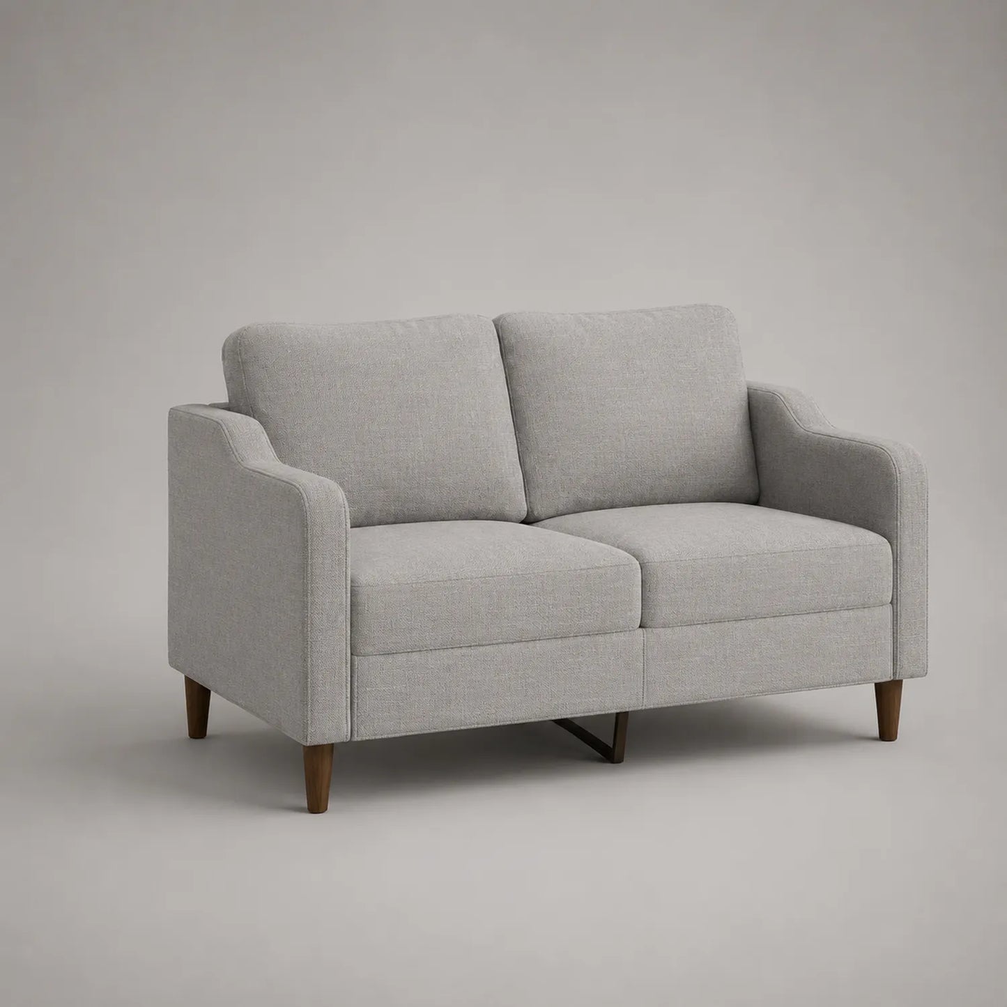 Stoff Zweisitzer Sofa mit Holzbeinen in Grau