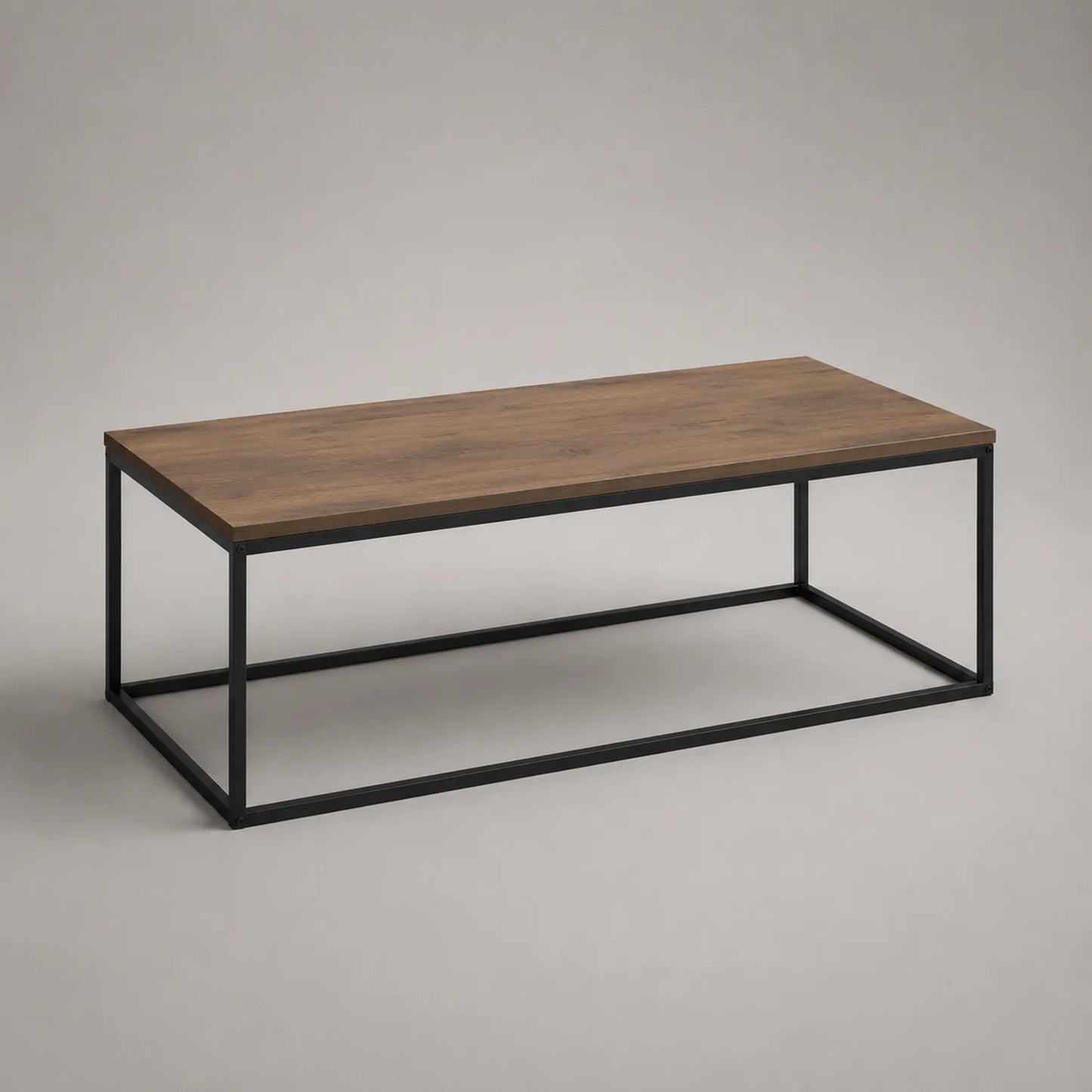 Rechteckiger Couchtisch mit MDF-Holzplatte und Metallgestell 120x60x40cm Braun/Schwarz