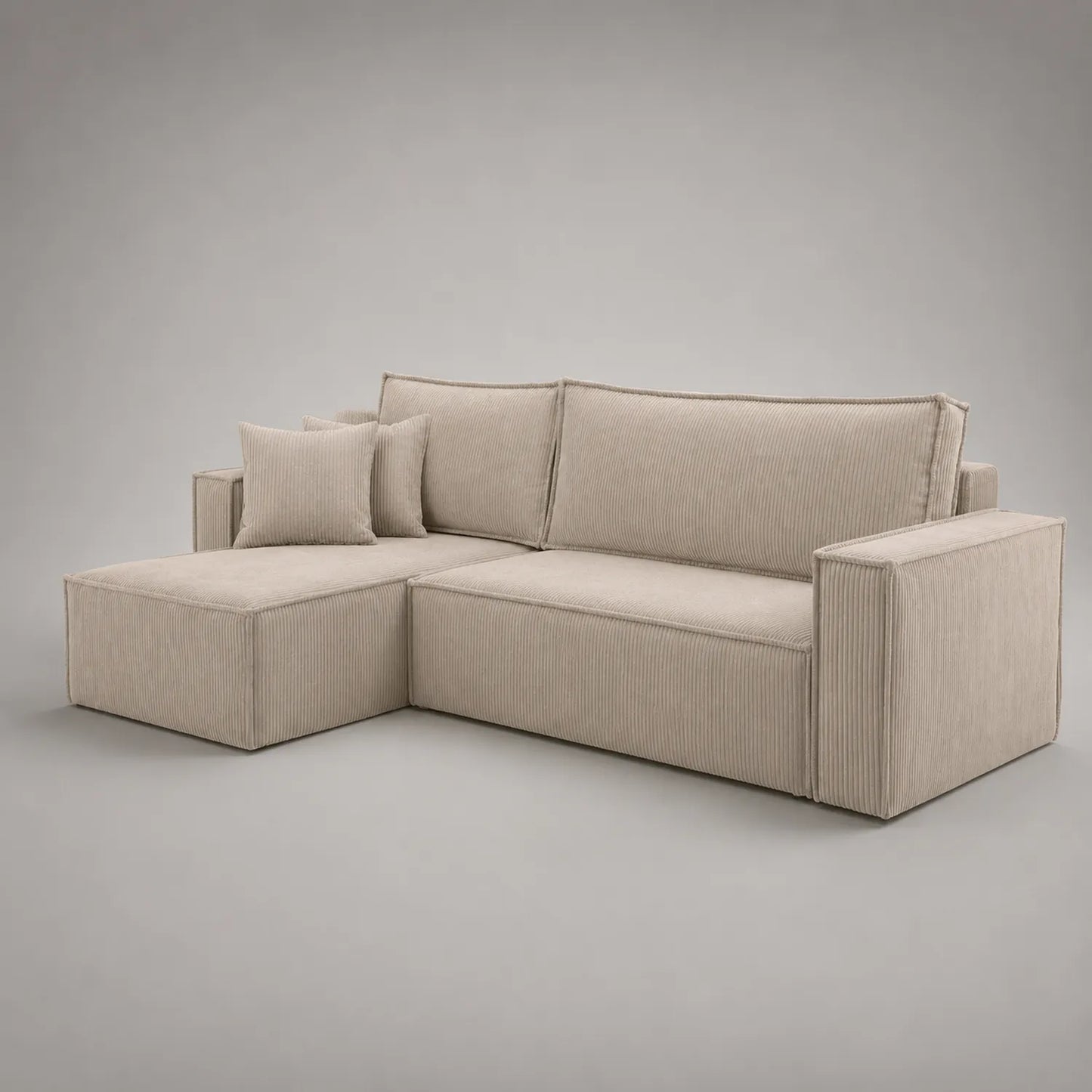Ecksofa aus Kordgewebe Beige 250x160 cm