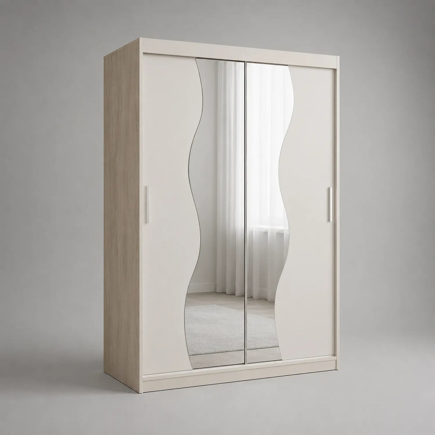 Kleiderschrank mit Schiebetüren Spiegelglas MDF Spanplatte 200cm