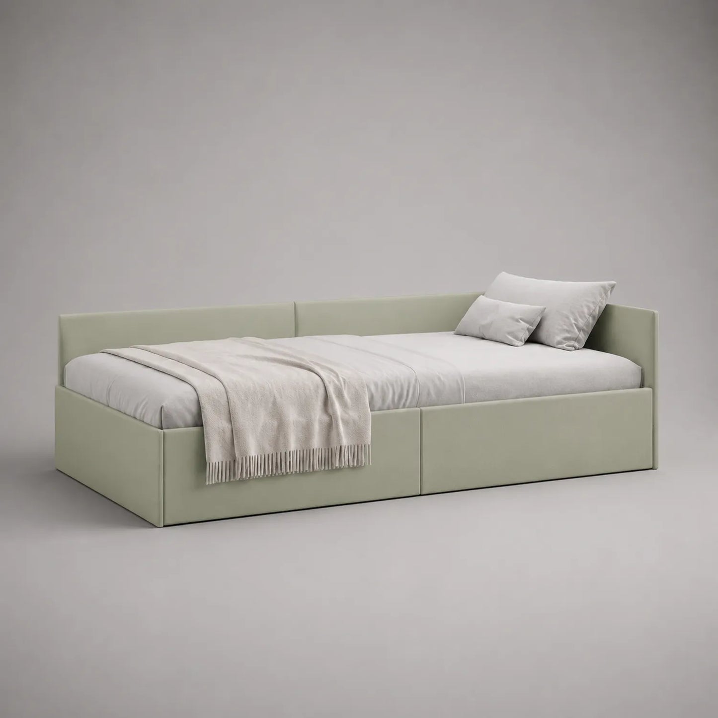 Stoff-Tagesbett mit Stauraum 200x90 cm Hellbeige