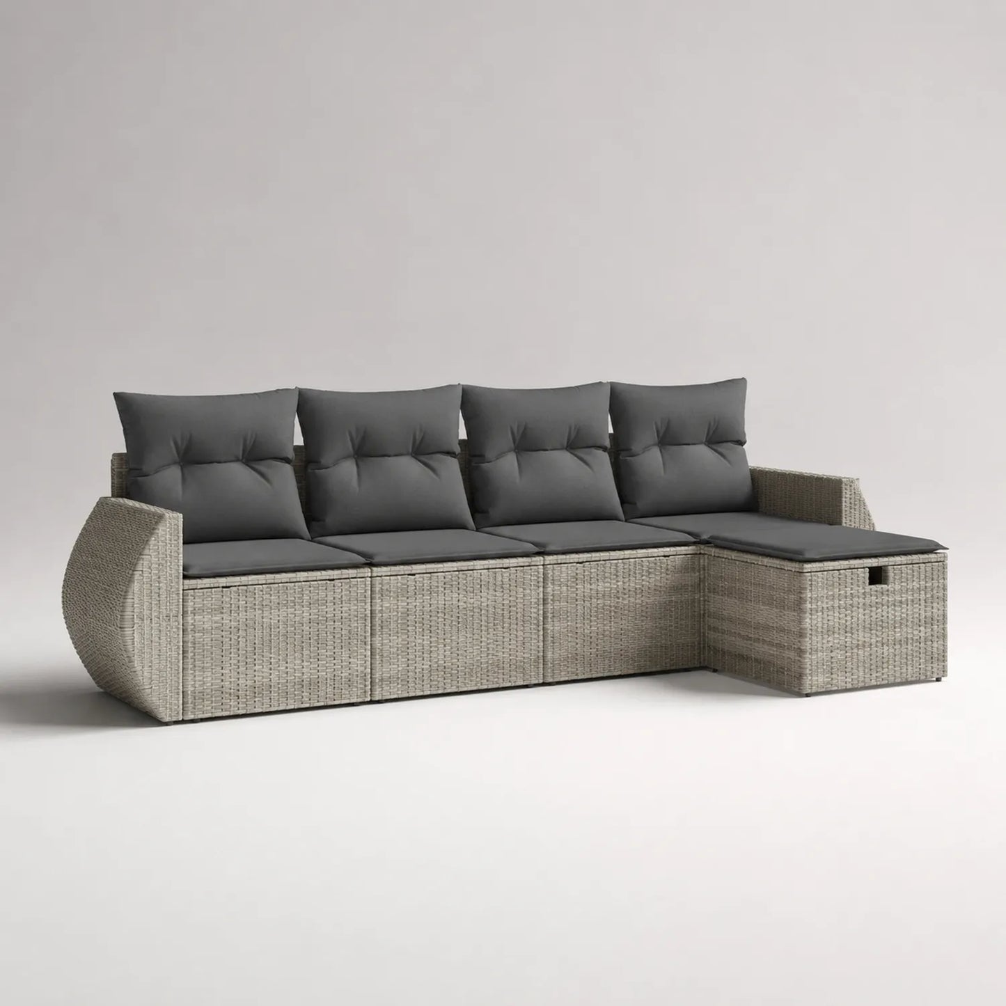 Polyrattan Gartensofa Set mit Kissen Grau Ecksofa 4-Sitzer