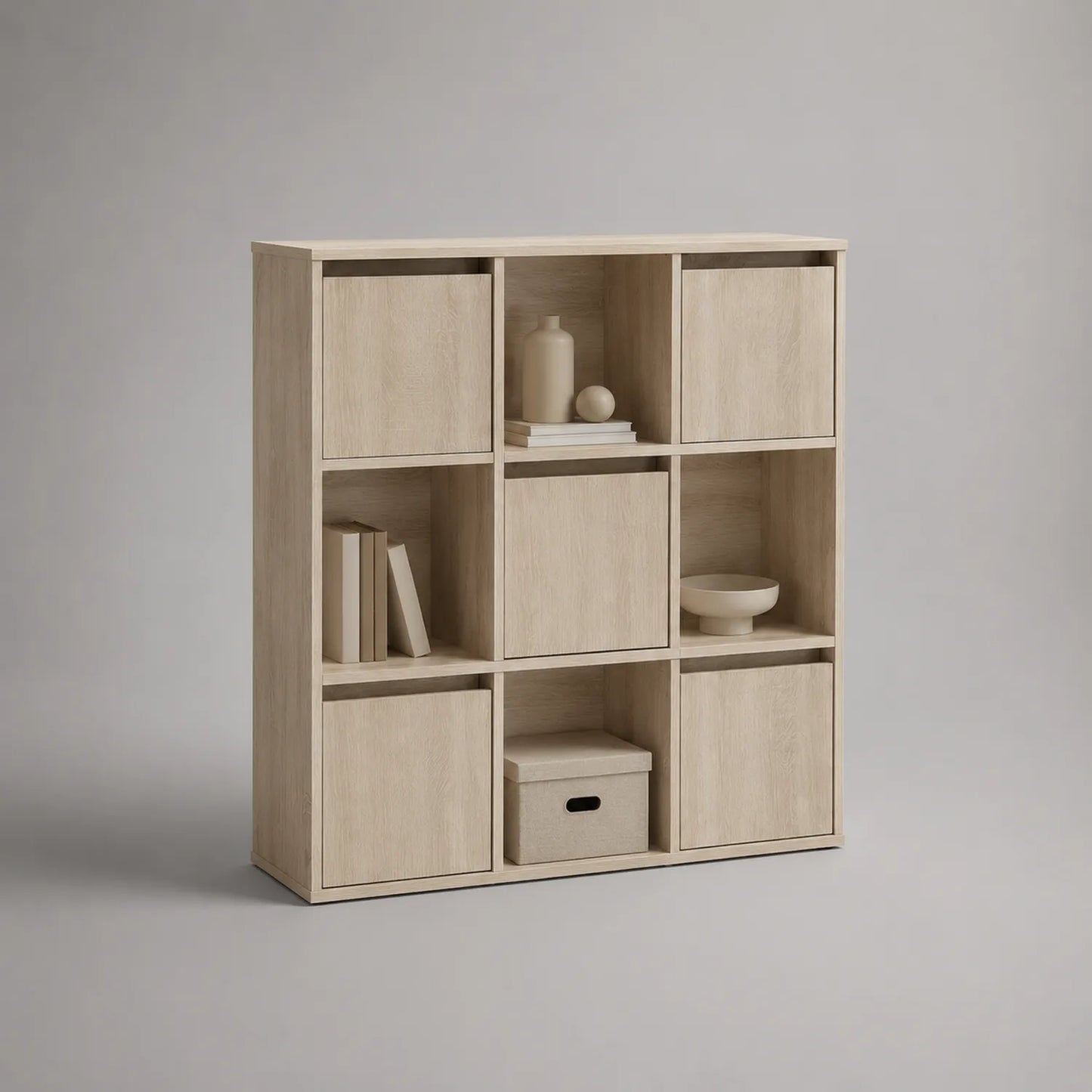 Regal mit 9 Fächern aus MDF Eichenfurnier