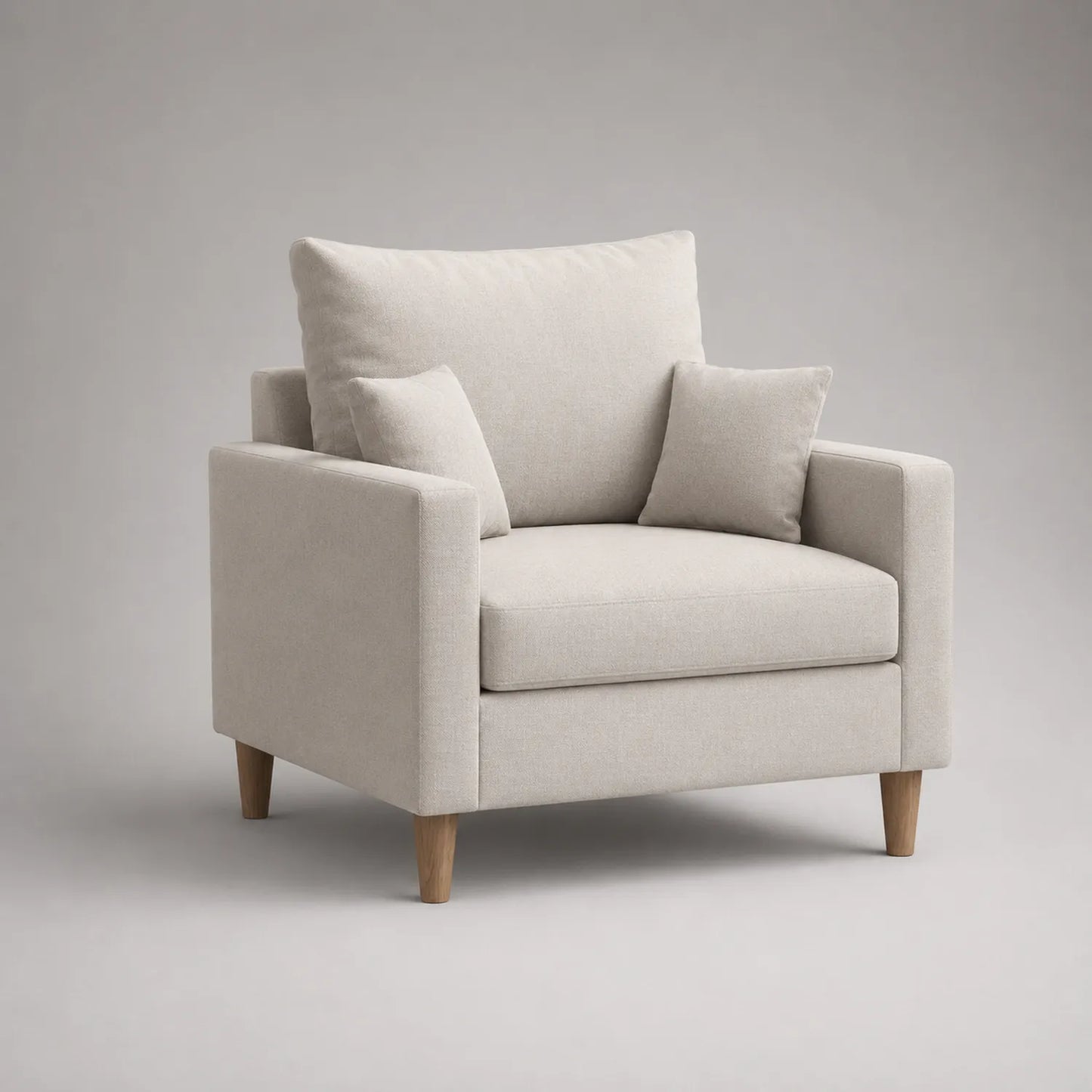 Stoffsessel Beige mit Holzbeinen