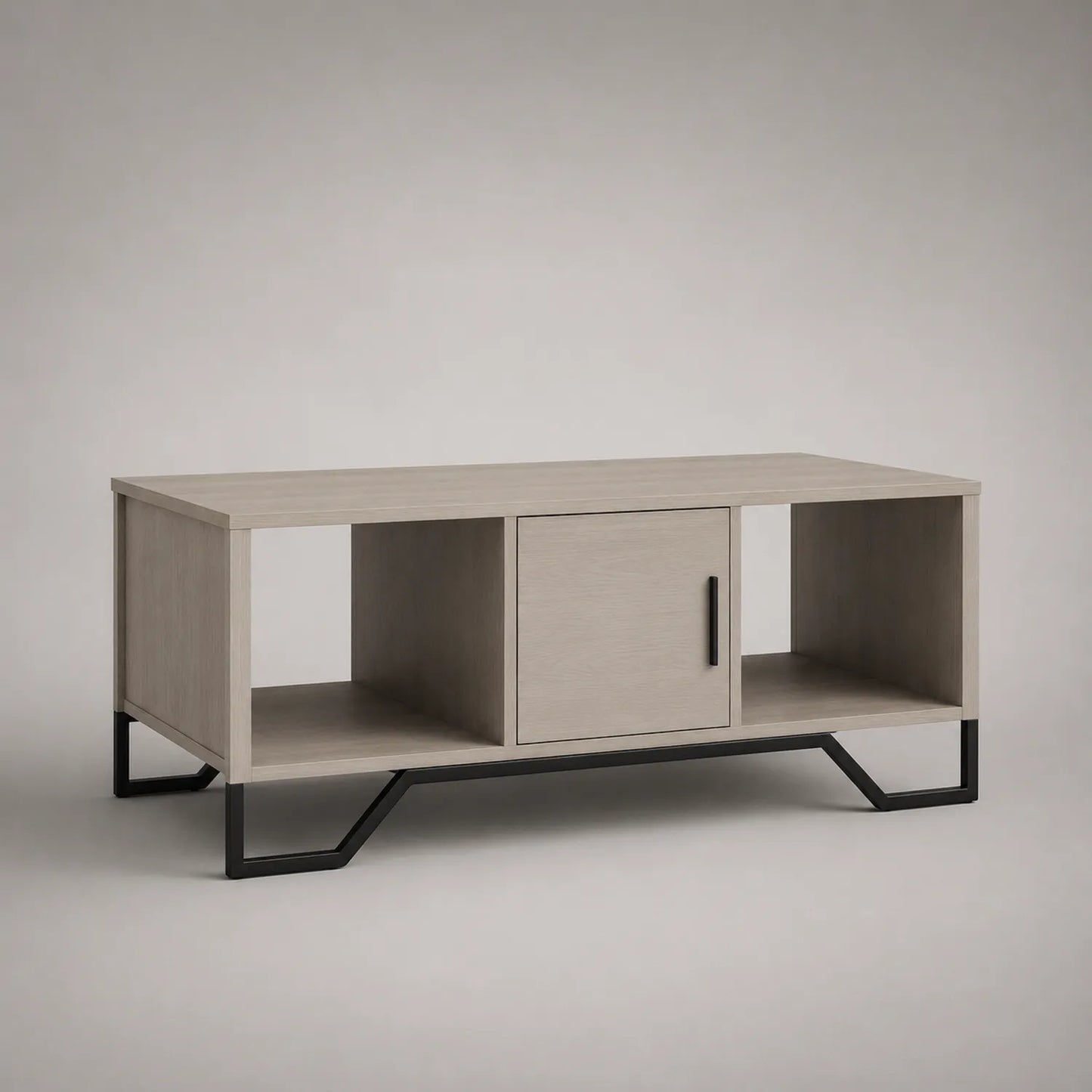 Rechteckiger Couchtisch MDF-Holz mit Metallrahmen, hellgrau