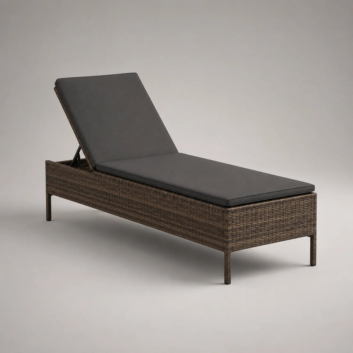 Gartenliege Polyrattan Dunkelgrau