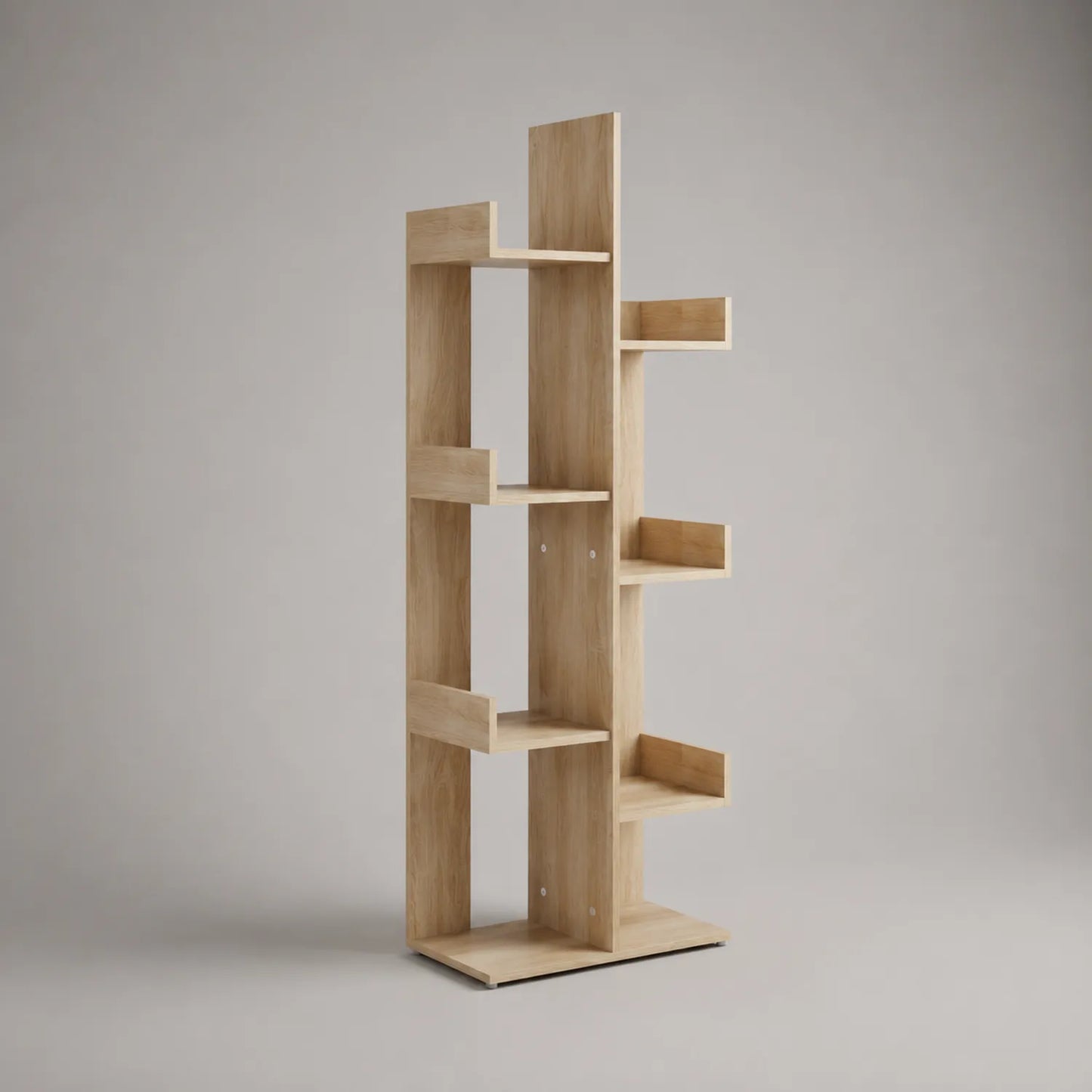 Holz Bücherregal mit 6 Regalböden, Eichenholz, 180cm x 60cm x 30cm