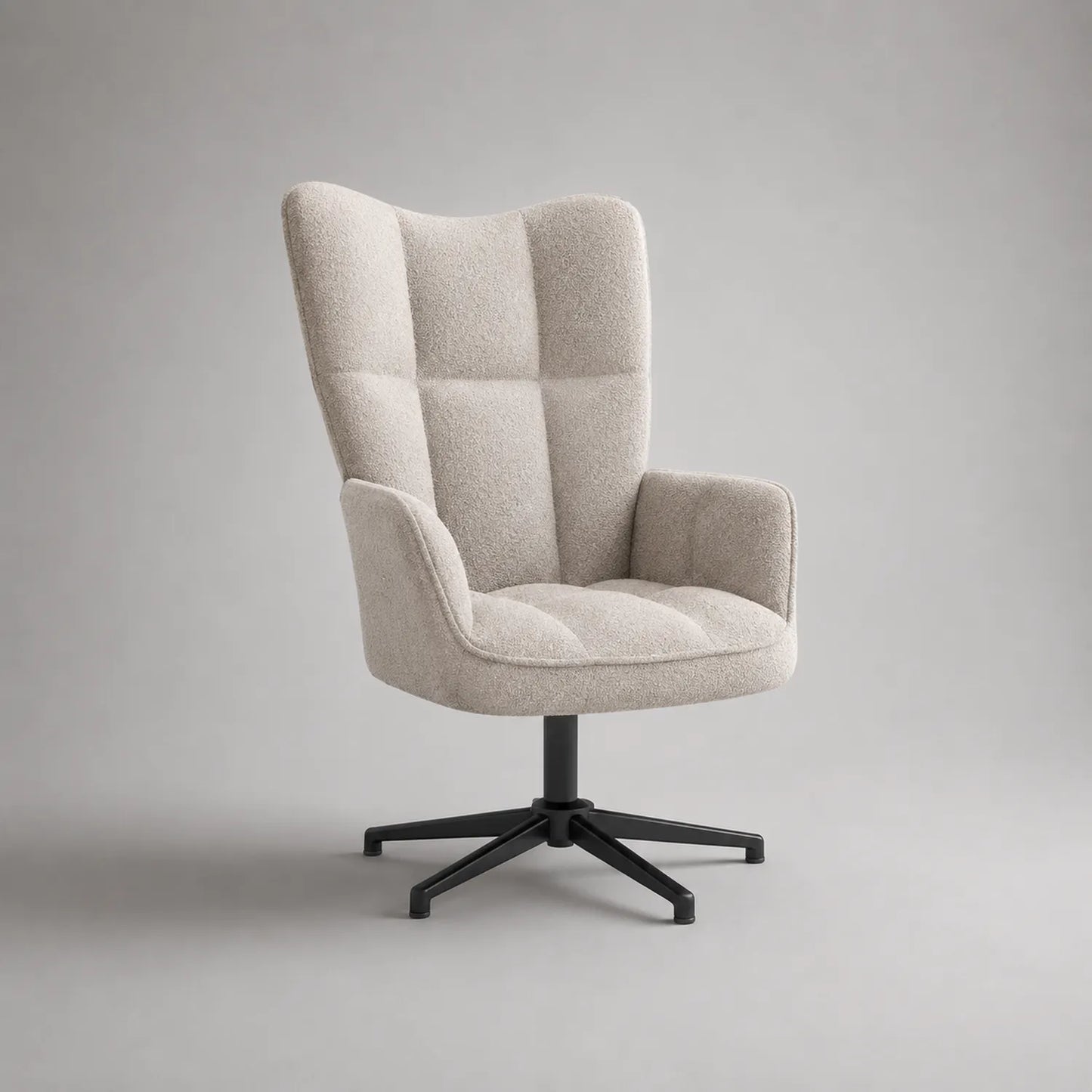 Drehbarer Sessel mit Polyestergewebe und Metallfuß in Beige