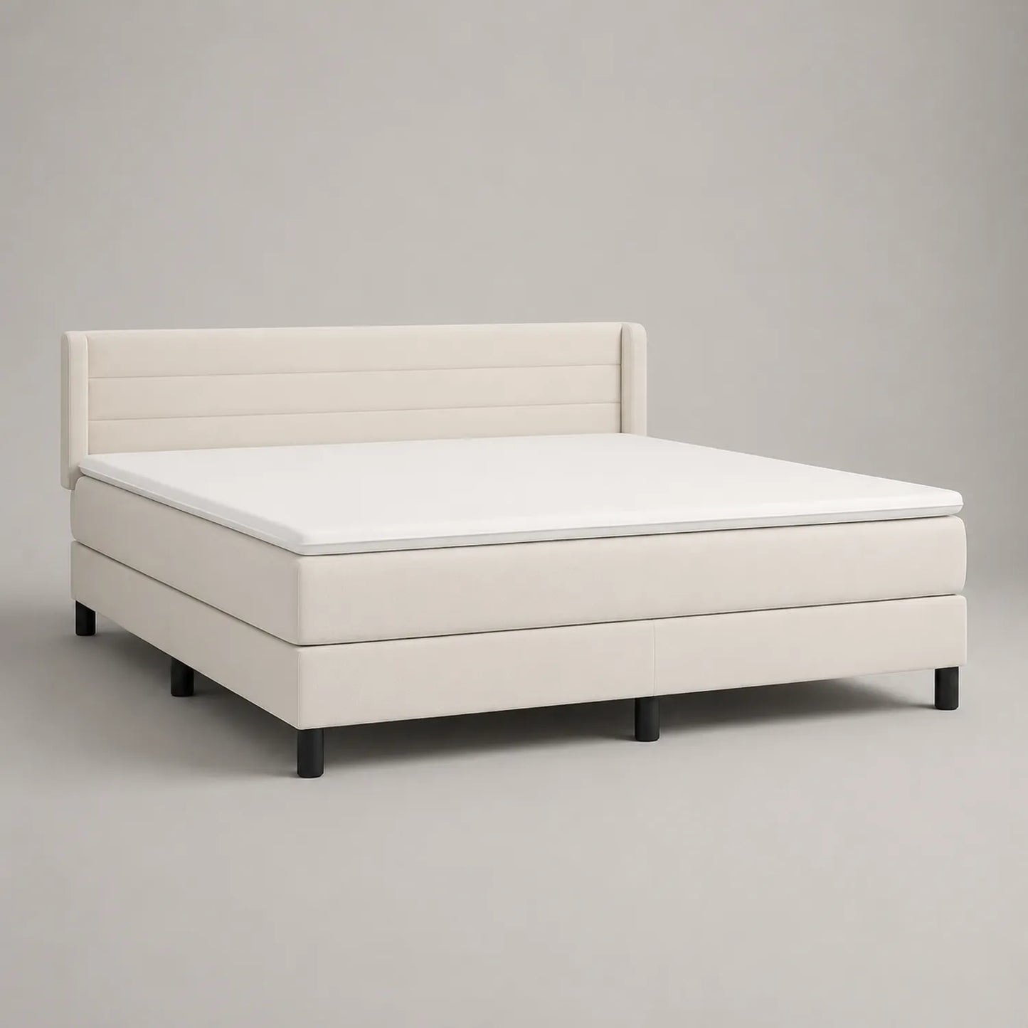 Boxspringbett 180x200 cm Polyester Stahl Creme