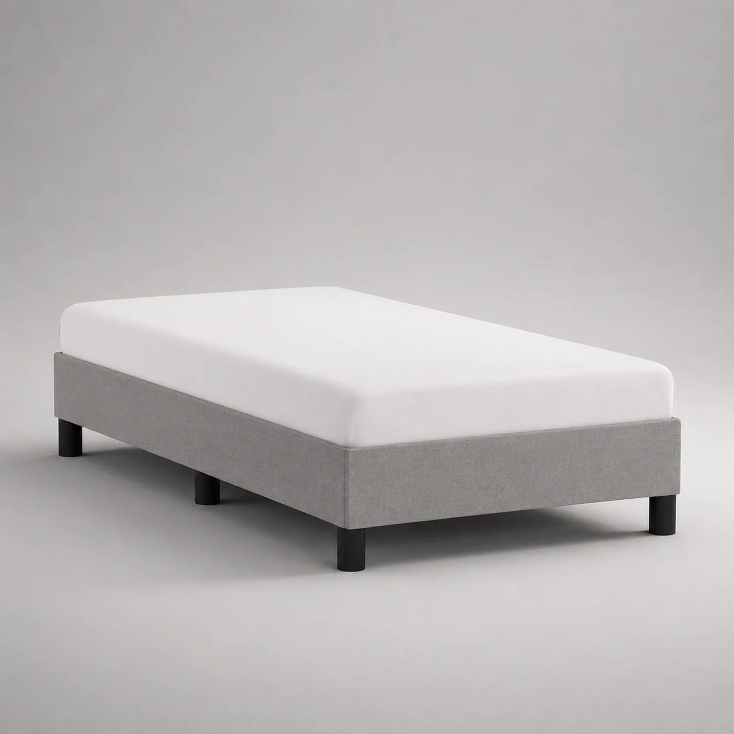 Einzelbett 90x200 cm Holz mit Leinenbezug