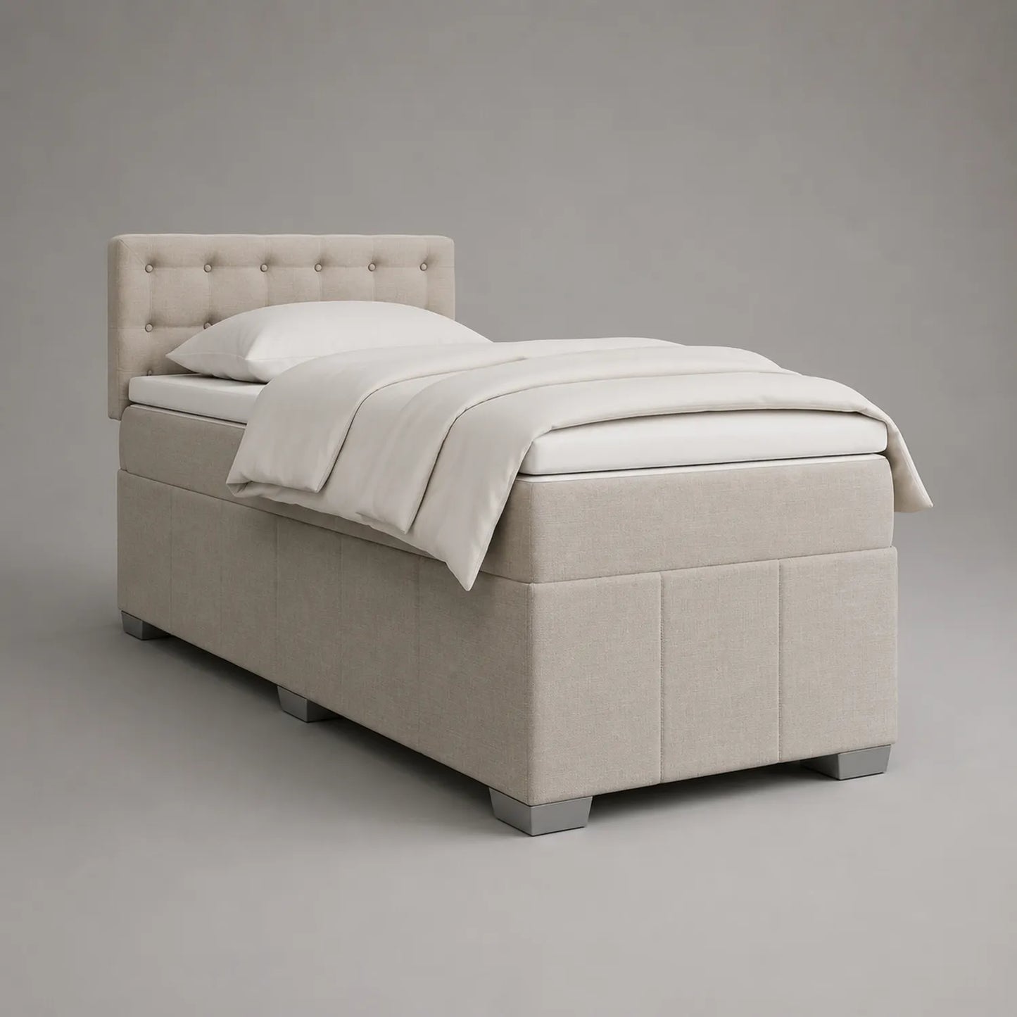 Einzelbett 90x200 cm Beige Polyestergewebe