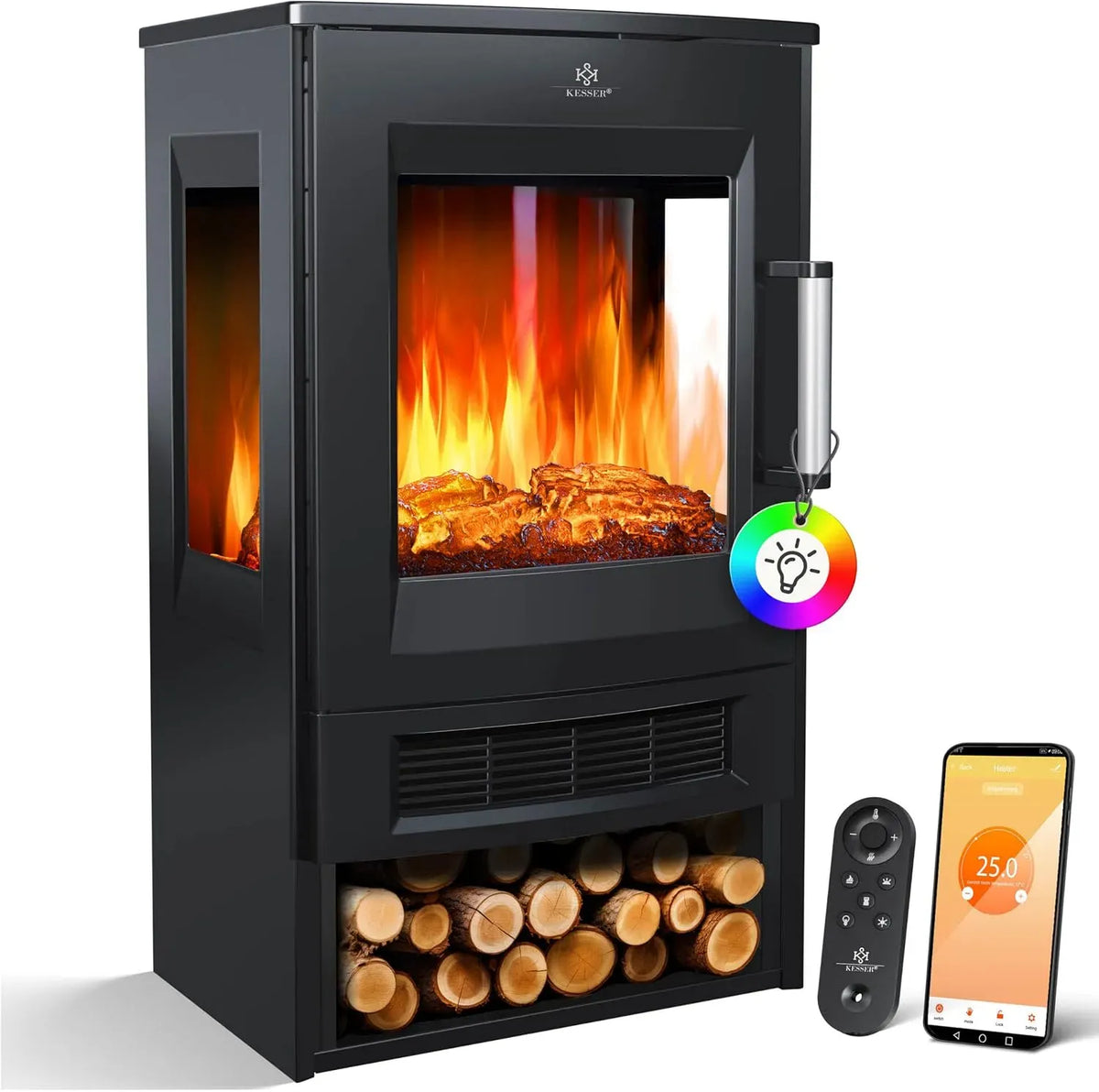 Elektroheizung 900/1800W, 1800 W, Timer, WLAN, Thermostat