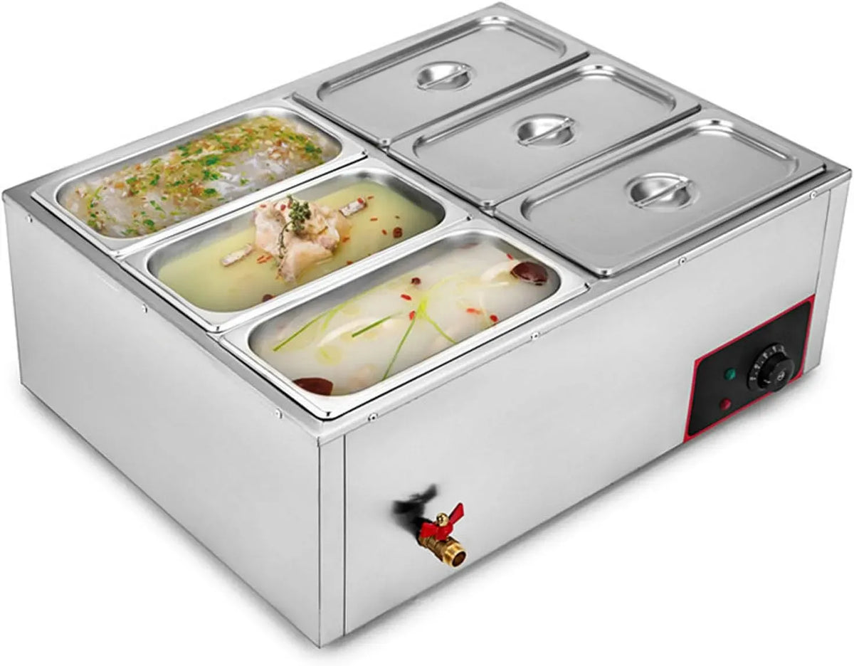 X 7 Topf-Speisewärmer, Tisch-Dampfgarer, 7 L, 850 W, gewerblich, Edelstahl, Wärmefunktion, für Cafeterias, Kommerzieller