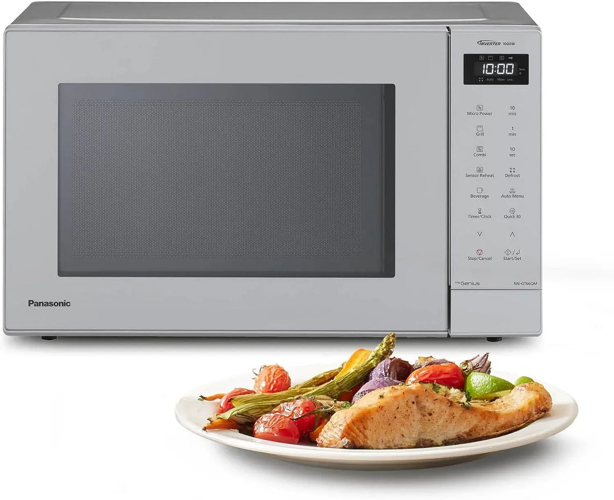 Panasonic NN-GT66QMEPG Mikrowelle, 31 L, 1000 W, Grill, LED-Beleuchtung, Auftaufunktion, Mikrowellenofen, Silber, 7 Leistungsstufen