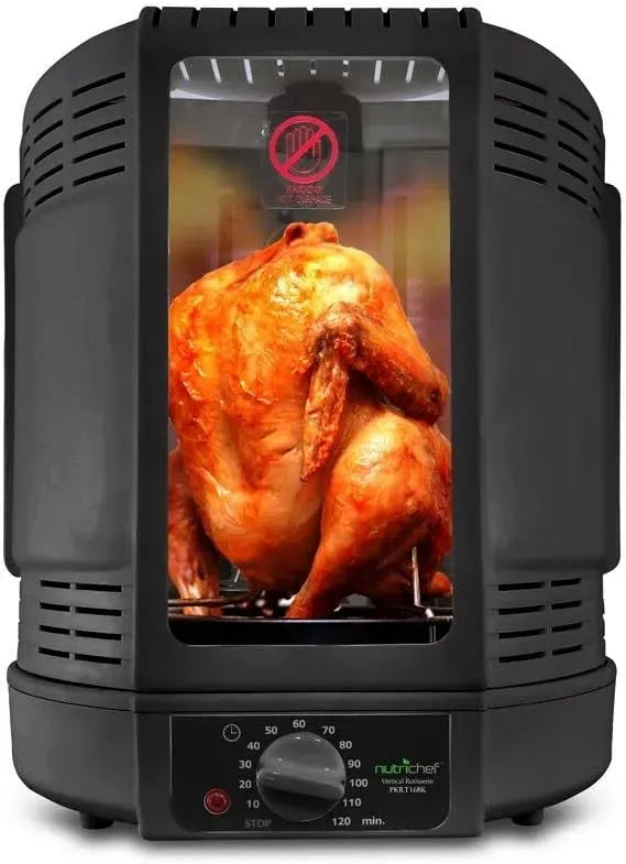 Vertikalgrill, 700 W, Hähnchengrill, Schwarz, Mini-Backofen, NutriChef Hähnchengrill mit Drehspieß