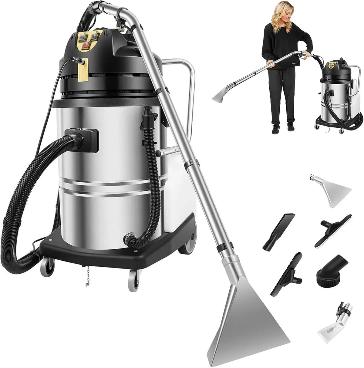 3-in-1 Teppichreinigungsmaschine, Nass-Trockensauger, Teppich- und Polsterreiniger, 60 l, tragbar, gewerblich, für Sofa