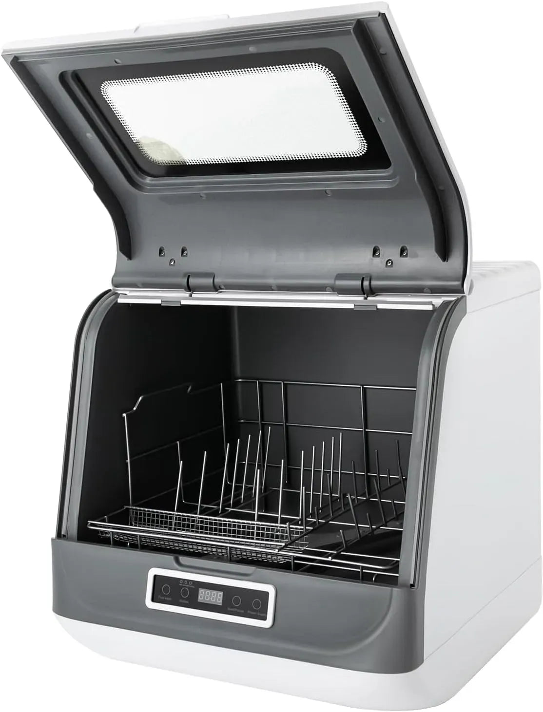 Geschirrspüler, 800 W, Spülmaschine, herausnehmbar, Edelstahl, Weiß, Trocknung & Sichtfenster und herausnehmbarem Filter, Edelstahl PP/ABS