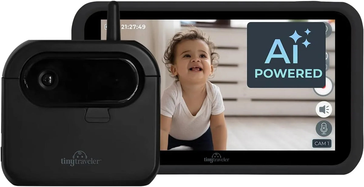 AI 1080P Babyphone, Ladegerät, Babyüberwachungsgerät, 12,7 cm, tragbar, Schwarz, Tiny