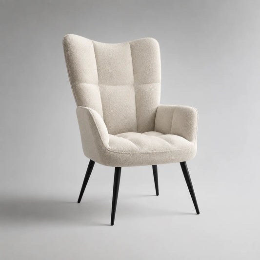 Stoffsessel Beige mit Metallbeinen