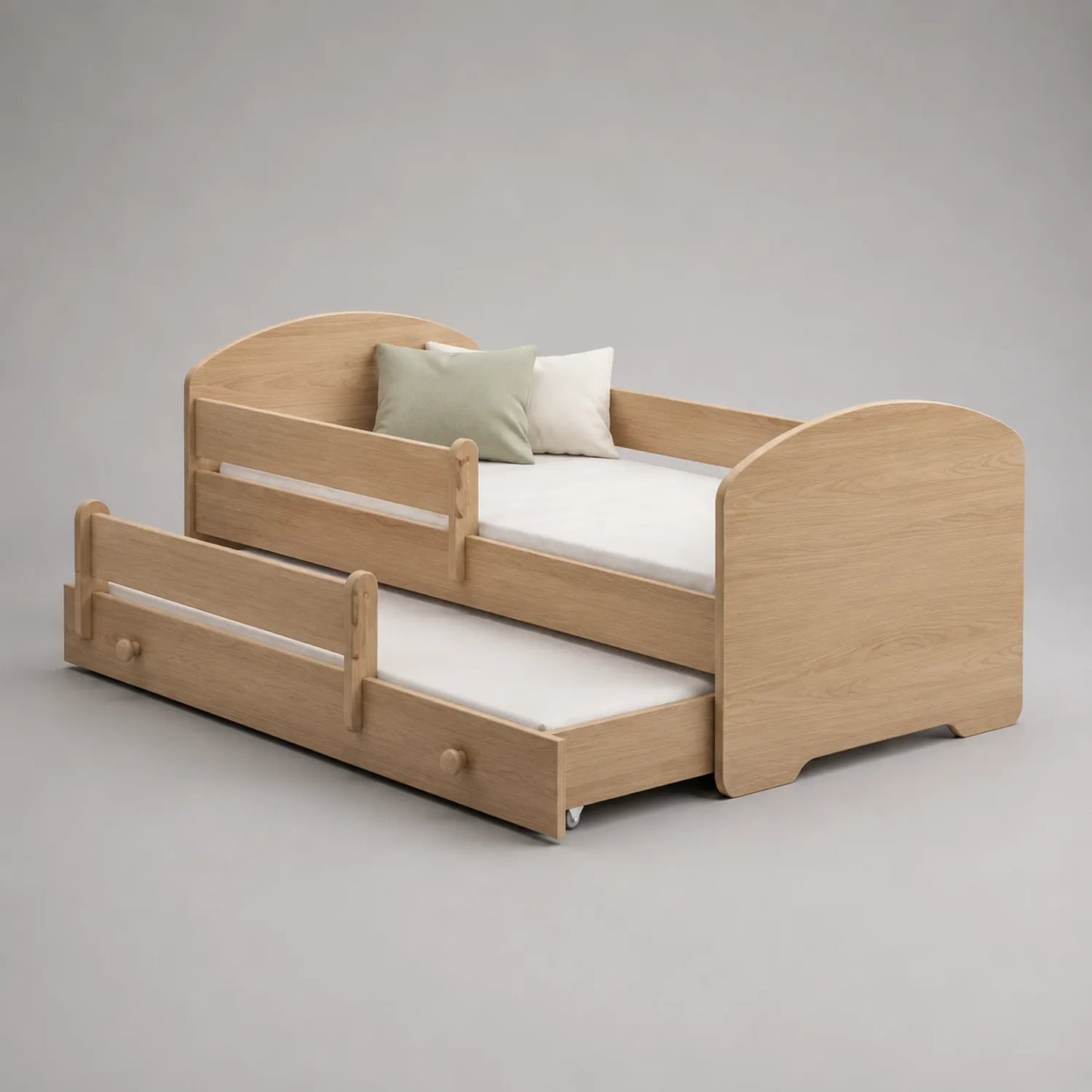 Kinderbett mit Ausziehbett Holz 90x200 cm