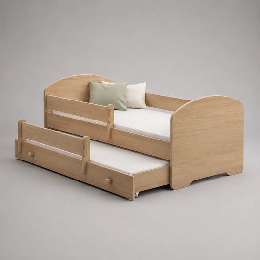 Kinderbett mit Ausziehbett Holz 90x200 cm
