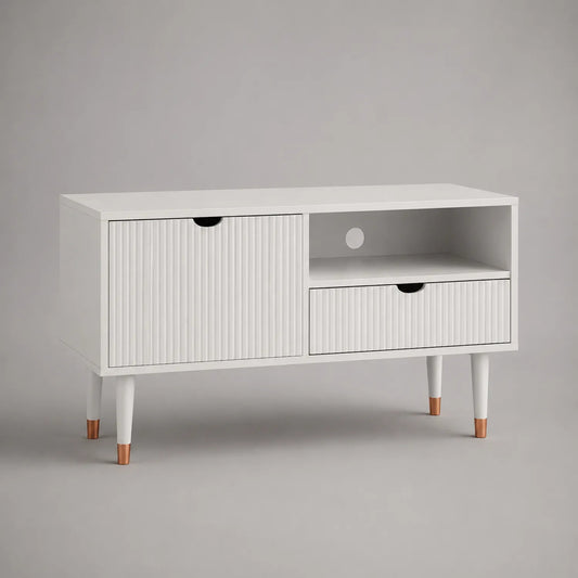 TV-Möbel weiß MDF 2 Türen 1 Schublade 1 Fach 120x40x50cm