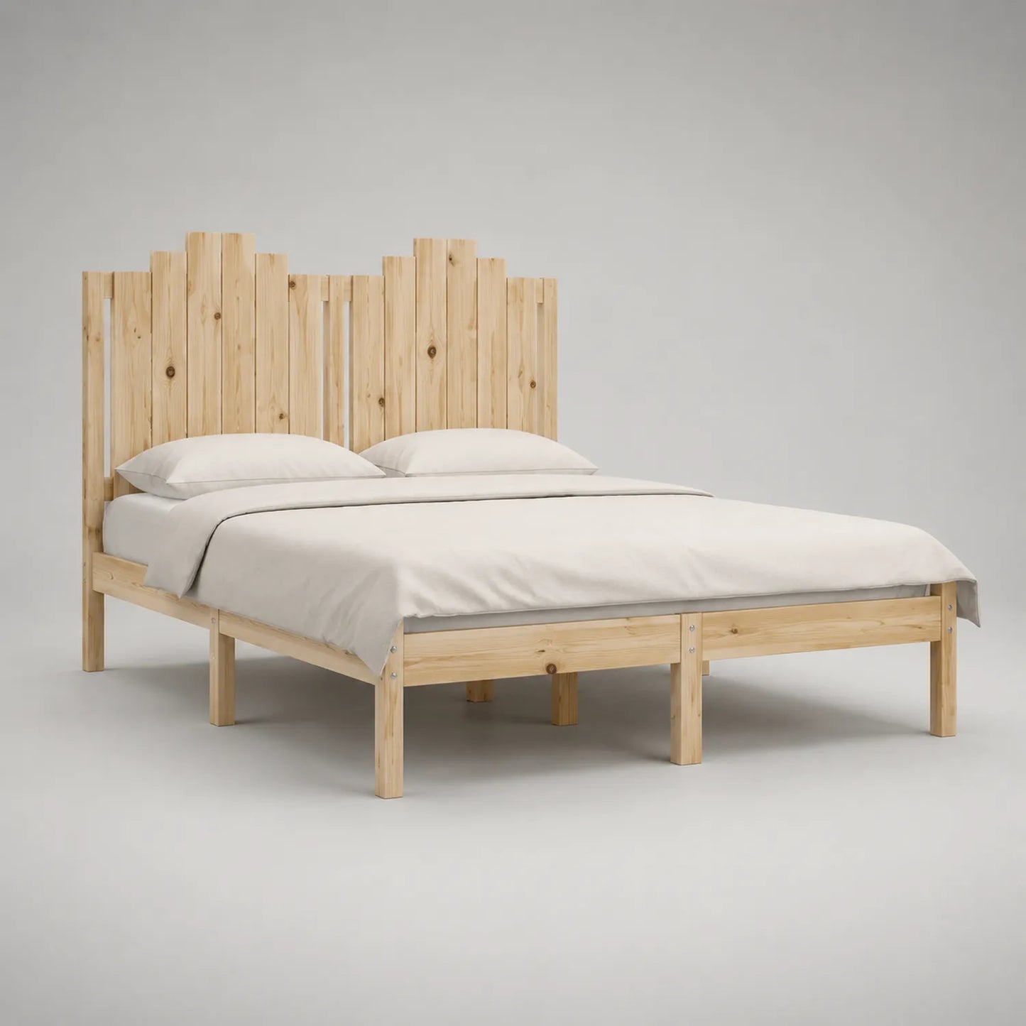 Doppelbett Kiefernholz 200x160 cm Natur