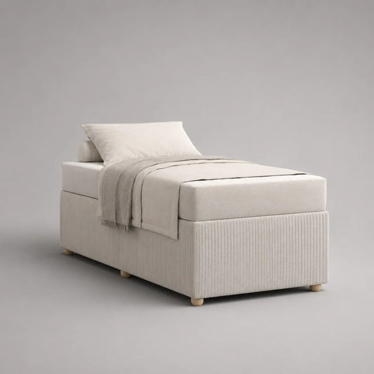 Einzelbett Textil Beige 200x90 cm