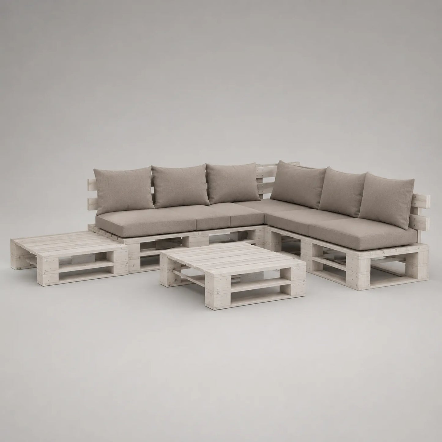 Holz Palettensofa-Set mit Kissen 5-teilig Beige