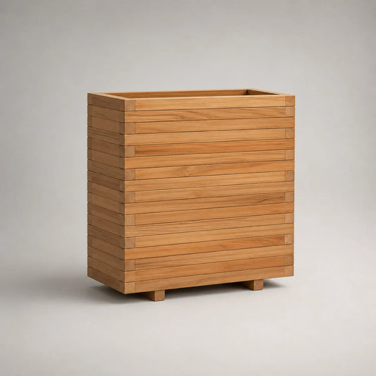 Teak Pflanzgefäß rechteckig 80x60x30 cm