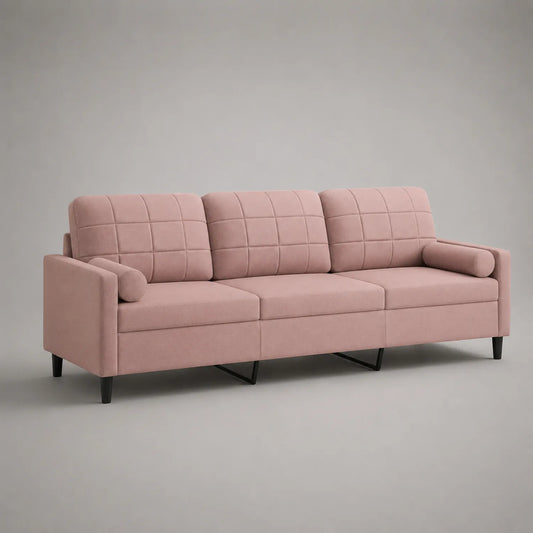 3-Sitzer Sofa Mikrofaser Rosa mit Metallbeinen