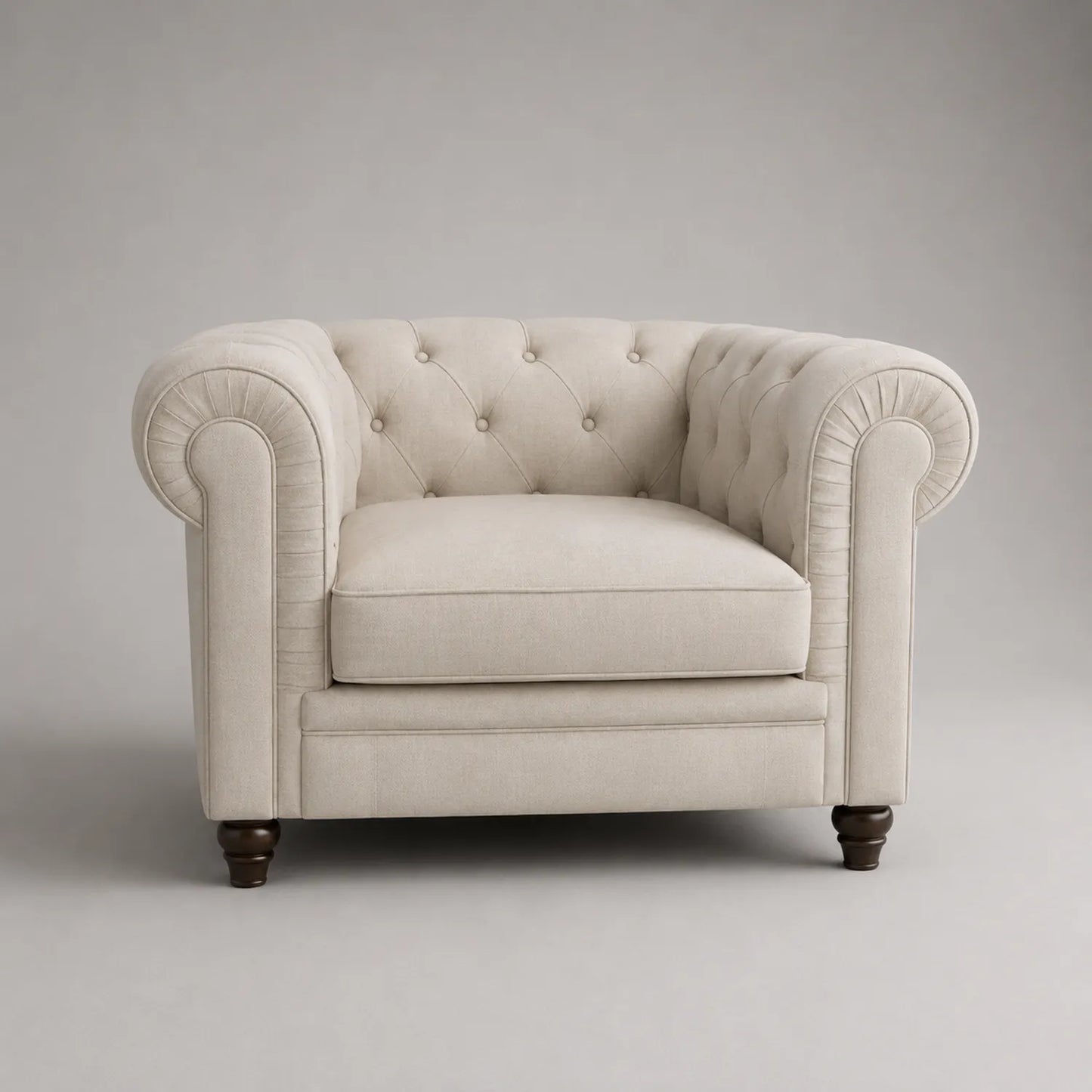 Polstersessel Leinen Holzbeine Beige