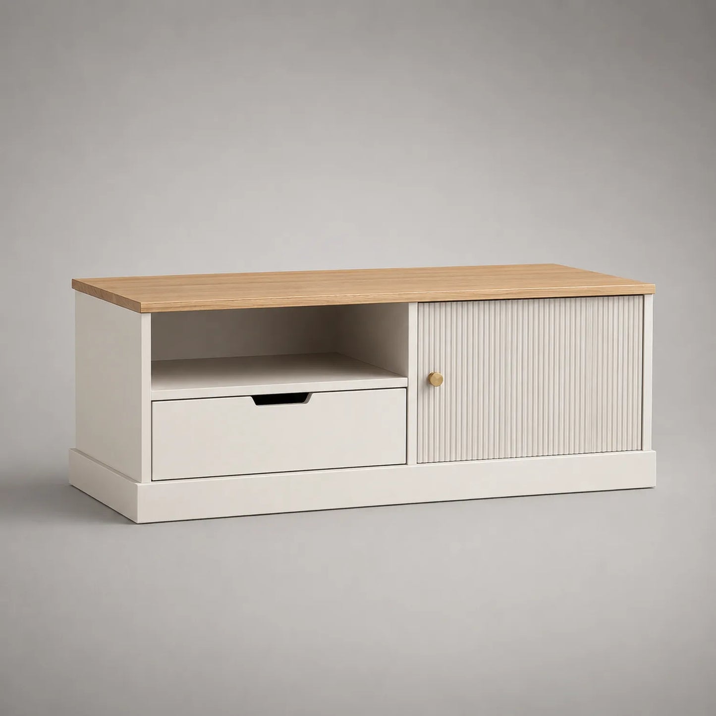 TV-Lowboard aus Holz und MDF, Weiß, 120 cm