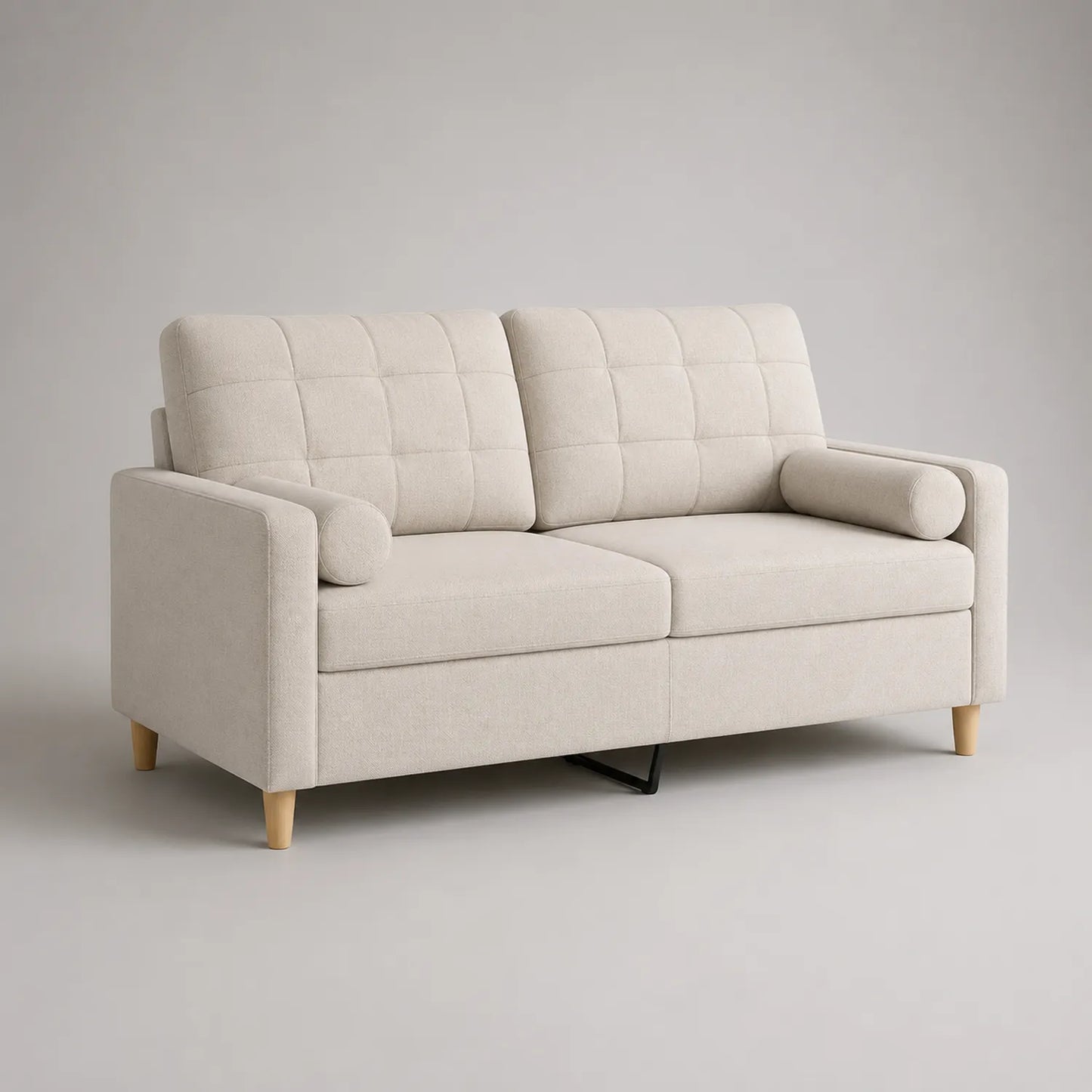 2-Sitzer Sofa Stoff Beige mit Holzfüßen