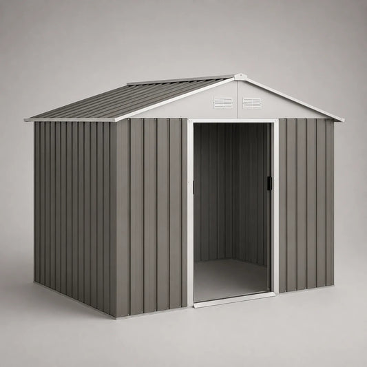 Metallgerätehaus aus verzinktem Stahl 246 cm x 192 cm x 202 cm in Grau