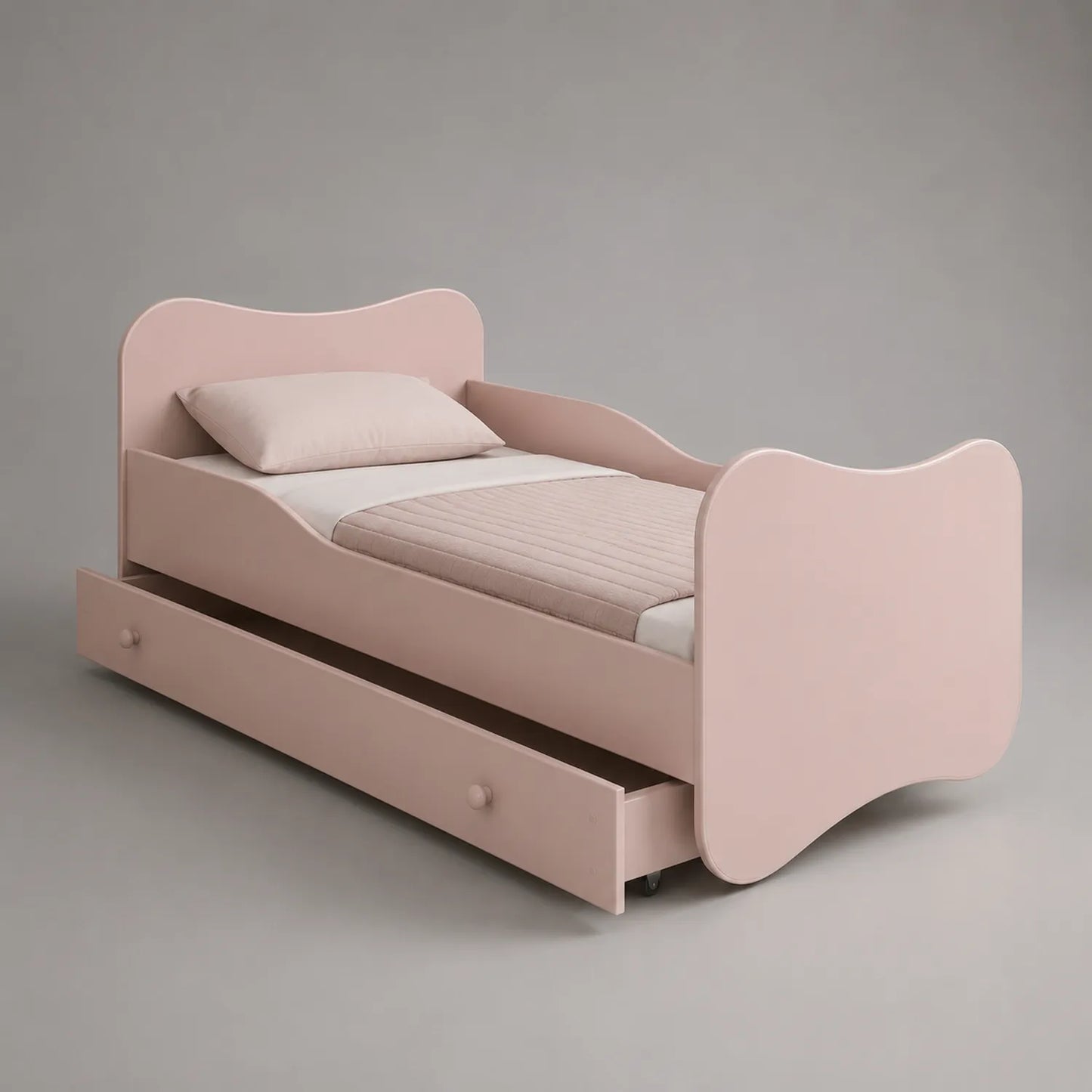 Kinderbett mit Schublade Holz Rosa 140x70 cm