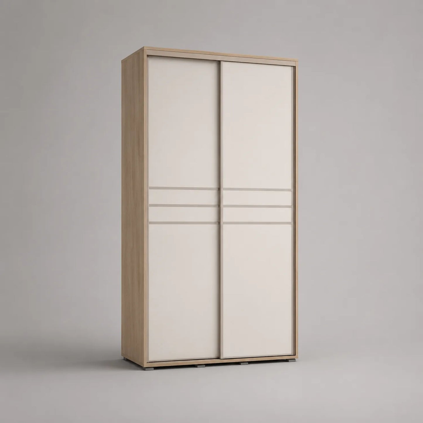 Schiebetürenschrank 2 Türen Holzfurnier Beige 200x120x60cm