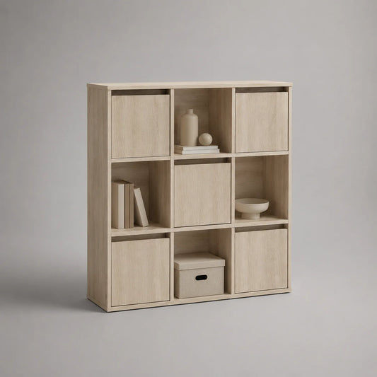 Regal mit 9 Fächern aus MDF Eichenfurnier
