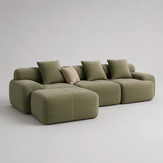 Modulares Sofa-Set Holzrahmen Polyester Grün 300cm