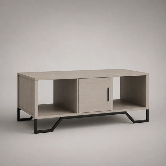 Rechteckiger Couchtisch MDF-Holz mit Metallrahmen, hellgrau