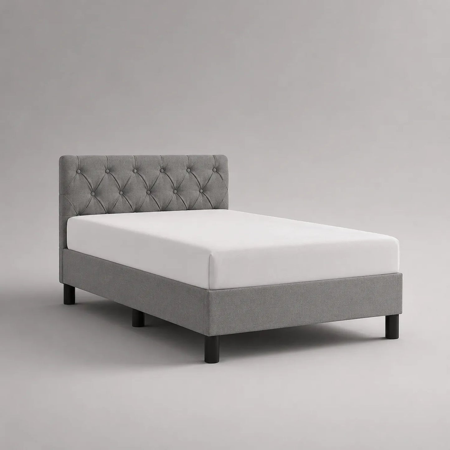 Einzelbett mit Kopfteil Stoff Grau 200x90 cm
