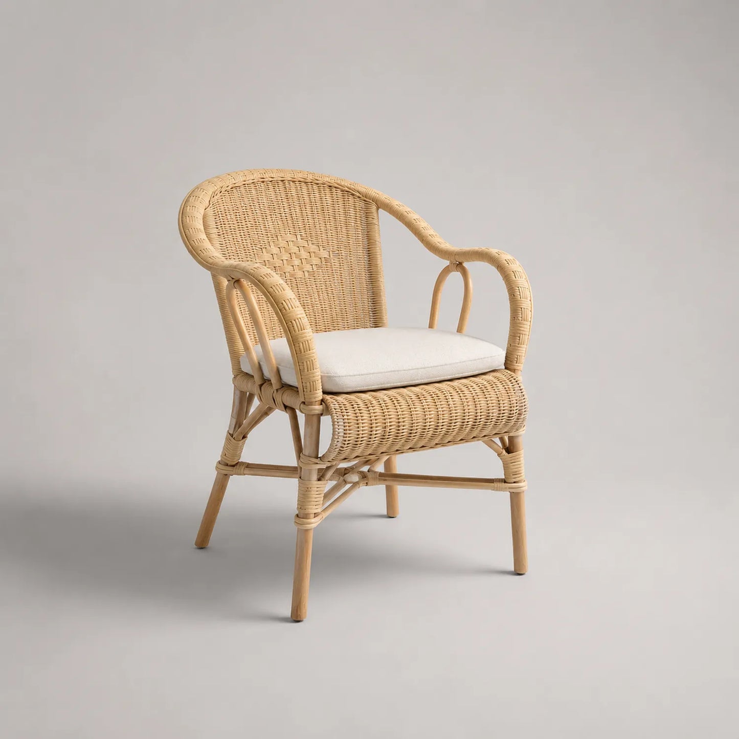 Rattansessel mit Polyesterkissen Natur Beige 85cm