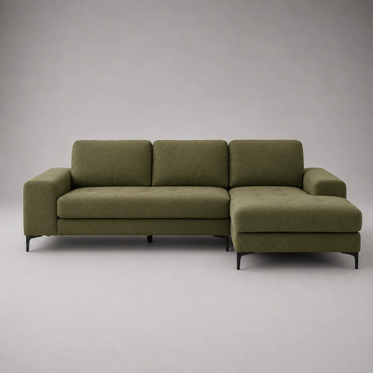 Ecksofa L-Form Stoff Olivgrün 260x160 cm