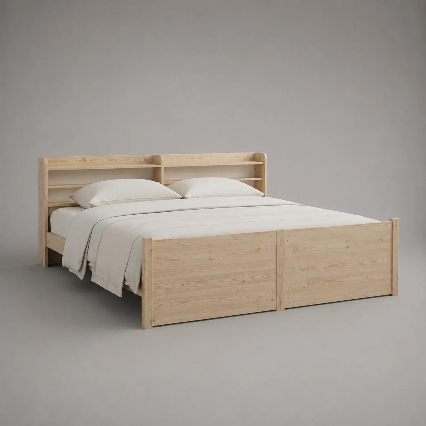 Kiefernholz Doppelbett mit Regalen 200x180 cm
