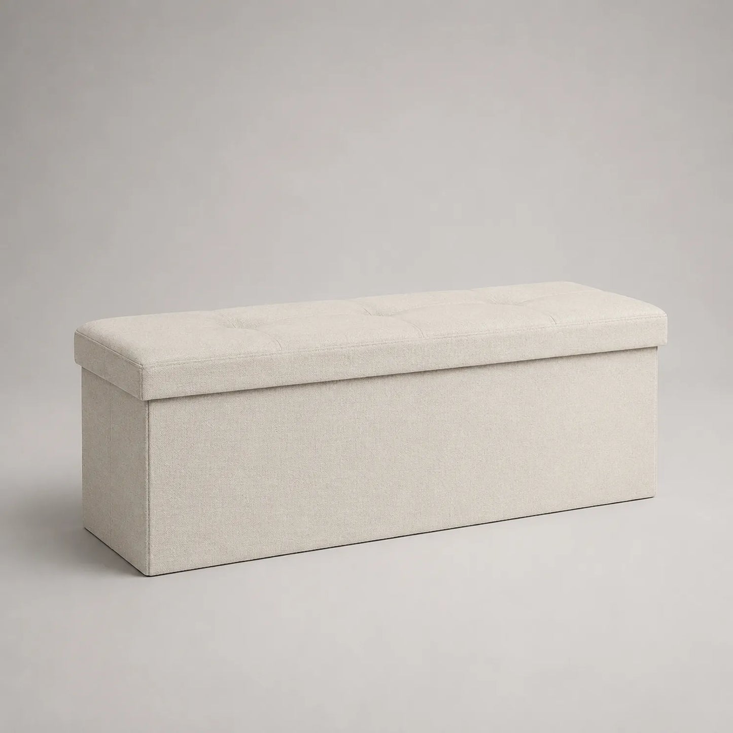 Sitzbank mit Stauraum aus Leinengewebe Beige 100x40x45cm