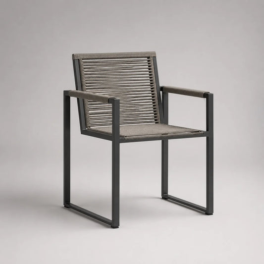 Gartenstuhl aus Metall mit Polyesterseil Grau 55x60x85 cm