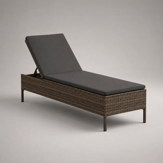 Gartenliege Polyrattan Dunkelgrau